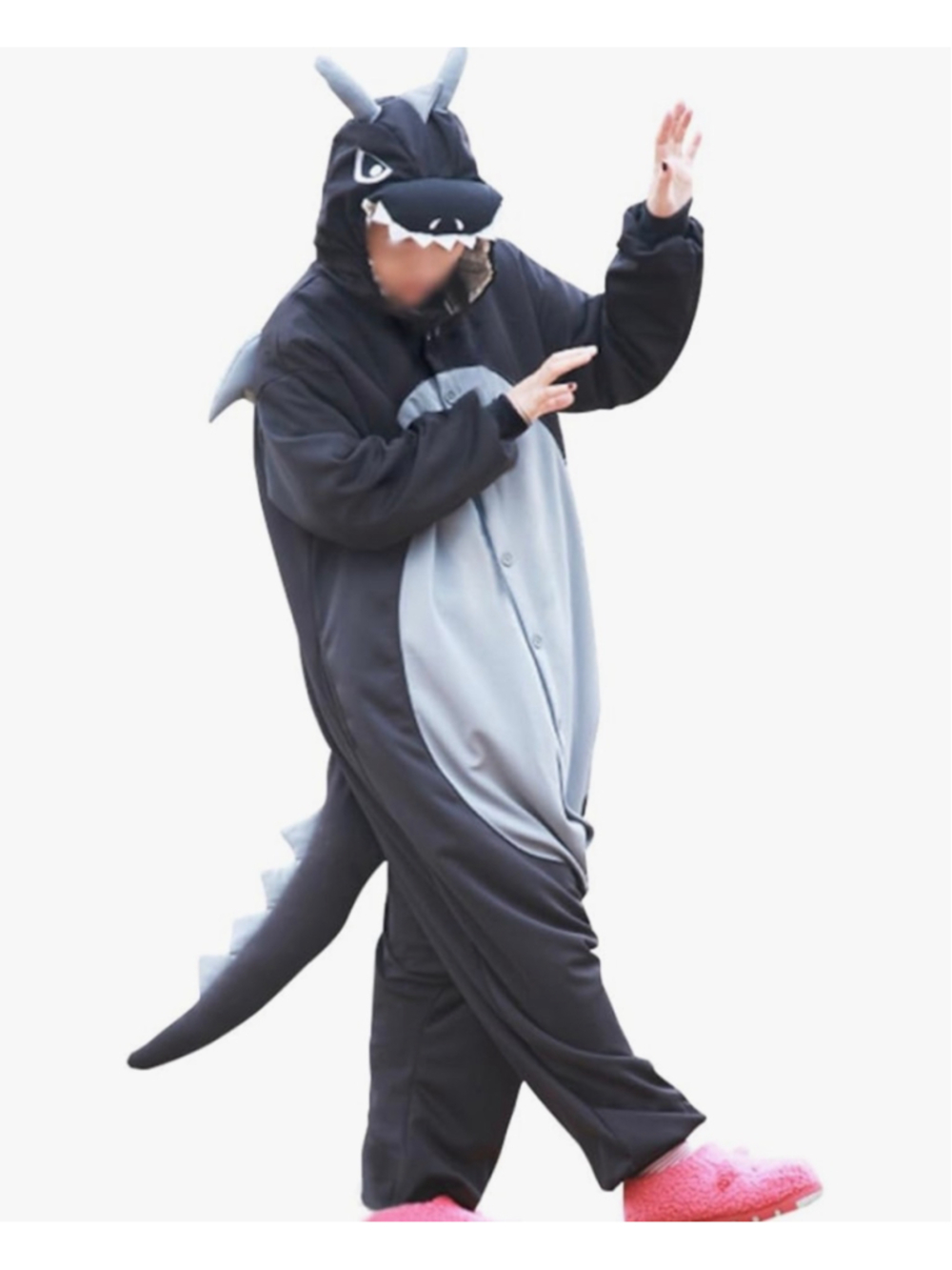 NEW Unisex Black Dragon Pajama Animal Cosplay Costume XS